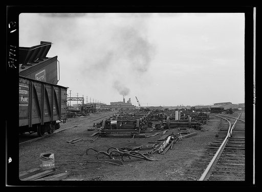 Boston and Maine railroad shops at Billerica, Massachusetts. From end of yard looking towards shop