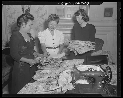 Filipino Woman's Club, Washington, D.C. Left to right: Miss Remedios Vergara, librarian, Philippine Commonwealth; Mrs. Jaime Hernandez, wife of Secretary of Finance; Miss Rose Santos, secretary in commonwealth