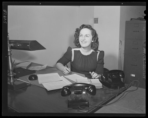 Washington, D.C. A portrait of Miss Dorothea Erenreich, of Belle Harbor, New York, a newswriter in the petroleum research section of the Office of Price Administration (OPA), who is chairman of publicity of the Walsh Club for war workers, located at 1523 22nd Street, N.W.