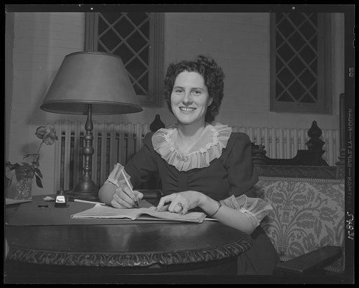 Washington, D.C. A portrait of Miss Agnes Gervais, of Marshall, Minnesota, who does secretarial work at the Office of Price Administration (OPA), is secretary of the Walsh Club for war workers, located at 1523 22nd Street, N.W.