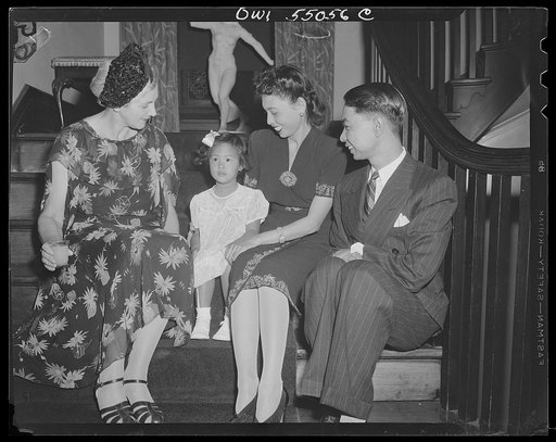 Left to right: Lady Catherine Sansom, wife of Sir George Sansom, British Minister, British Embassy, Washington D.C.; Niyana Pramoj, three year old daughter of Thai Minister; Madam and Minister Mom Rajawongae Seni Pramoj, Thailand Minister