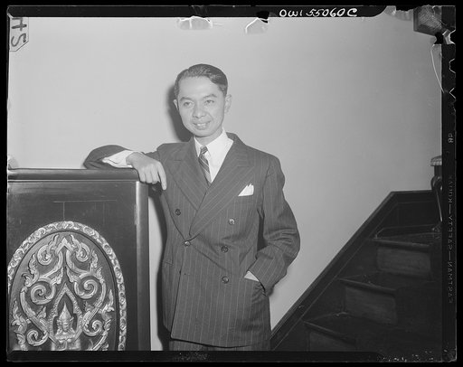 Washington, D.C. Thailand Minister Mom Rajawongse Seni Pramoj who gave a reception at the Thai Legation in celebration of the nineteenth birthday of King Ananda of Thailand, who is currently residing in Switzerland