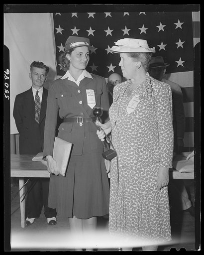 New York (and vicinity), New York. Miscellaneous photograph relating to the war effort. Woman volunteers who check and post ceiling prices for the U.S. Office of Price Administration (OPA)