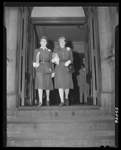 New York (and vicinity), New York. Miscellaneous photograph relating to the war effort. Woman volunteers who check and post ceiling prices for the U.S. Office of Price Administration (OPA)