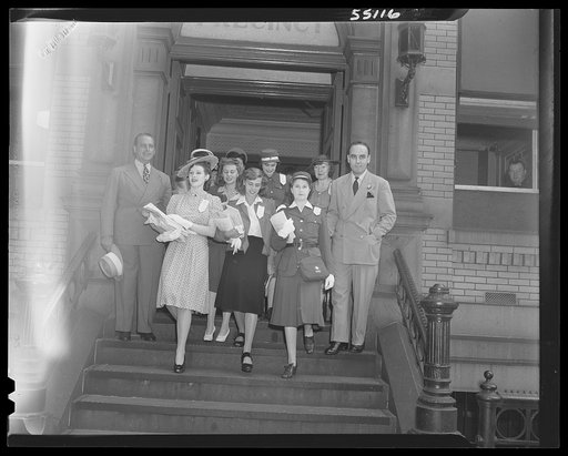 New York (and vicinity), New York. Miscellaneous photograph relating to the war effort. Woman volunteers who check and post ceiling prices for the U.S. Office of Price Administration (OPA)
