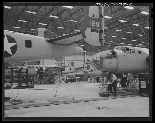 Kansas City, Kansas. The interior of an assembly plant of North American Aviation, Inc.