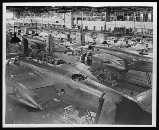 Partial view of North American Aviation's B-25 final assembly line