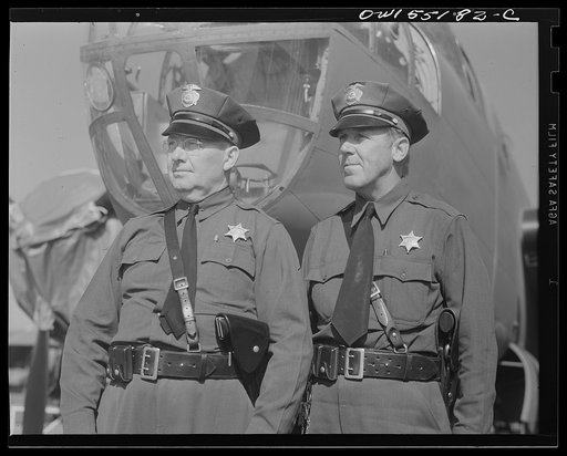 Two North American guards, part of a large force who are constantly on the alert at North American