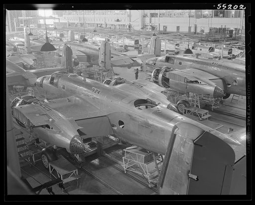 A cross section of North American's B-25 assembly line