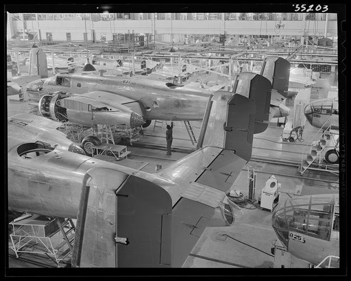 A cross section of North American's B-25 assembly line
