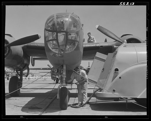 Kansas City, Kansas. A B-25 bomber on the final assembly line at North American Aviation Inc.