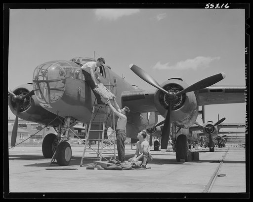 Kansas City, Kansas. B-25 bombers on the flight ramp of North American Aviation, Inc., ready for their first test flight