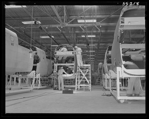 Kansas City, Kansas. An interior view of a front section assembly line at North American Aviation, Inc.