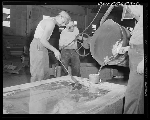 In North American foundry, kirksite is poured into a mould