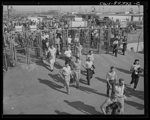 Thousands of North American employees come through these gates each day. Employees must display their badges and identification cards for admittance