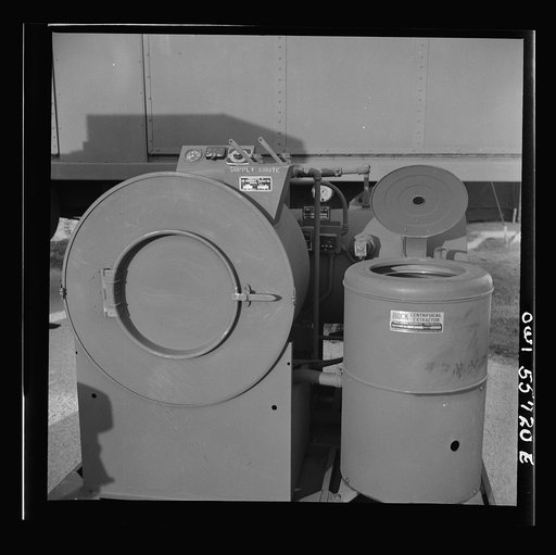 Small detachment laundry. Weights 2,465 pounds, will clean and dry 40 pounds of laundry per hour and will serve up to 600 men. This unit is airborne