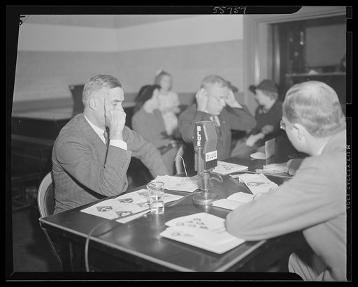Washington, D.C. A scene at the first broadcast announcing the formation of a high school victory corps throughout the United States. The broadcast was made over station WMAL from 8:30 to 9:00 p.m.