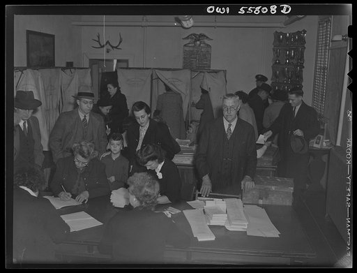 Arlington, Virginia. Interior of the firehouse where citizens are voting in the national presidental election
