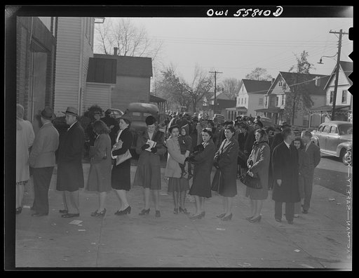 Arlington, Virginia. Citizens lined up outside the firehouse to vote in the national presidental election