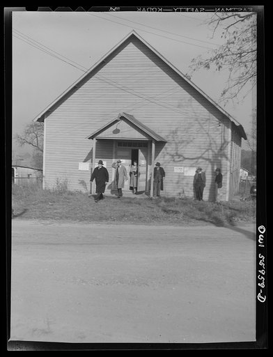 Barnesville, Maryland. Citizens leaving the community hall where they have just cast their vote in the general election