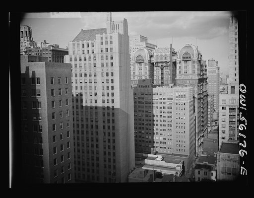 Philadelphia, Pennsylvania. Downtown buildings looking east over Walnut and 15th Streets