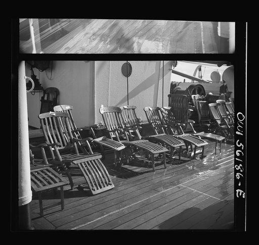 On board S.S. Athenia. Passengers' deck chairs