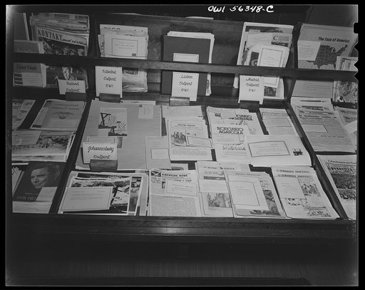 Restricted display of publications and other materials issued by the overseas branch of the United States Office of War Information (OWI) as well as allied and enemy countries