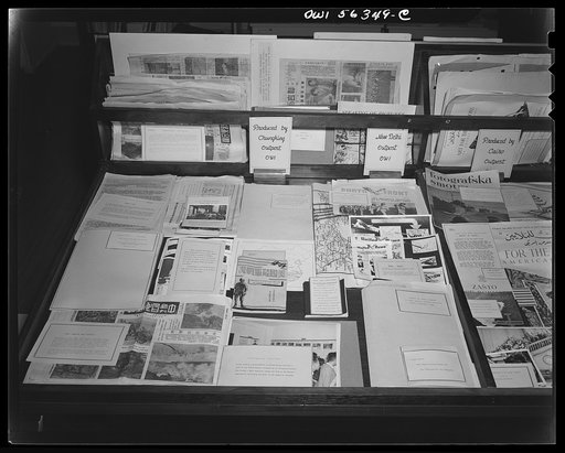Restricted display of publications and other materials issued by the overseas branch of the United States Office of War Information (OWI) as well as allied and enemy countries
