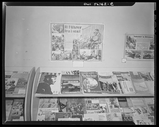 Restricted display of publications and other materials issued by the overseas branch of the United States Office of War Information (OWI) as well as allied and enemy countries