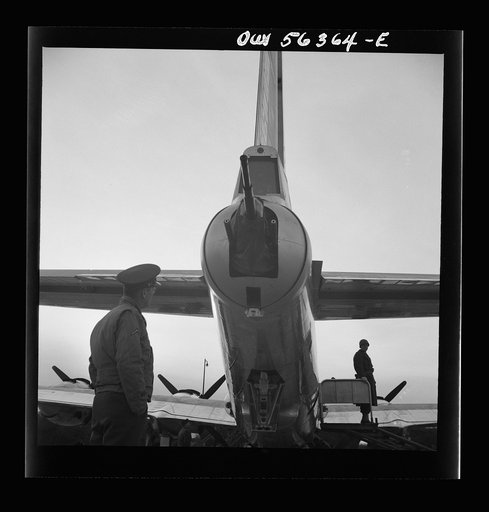 Washington, D.C. Detail of a B-29 bombing plane on public view at the National Airport