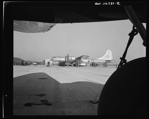 B-29 Super Fortress displayed to public for first time at Washington National Airport