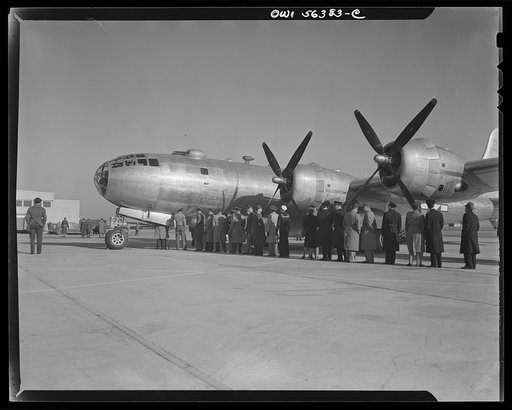 B-29 Super Fortress displayed to public for first time at Washington National Airport