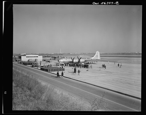 B-29 Super Fortress on display to public for first time at Washington National Airport