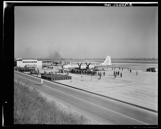 B-29 Super Fortress on display to public for first time at Washington National Airport