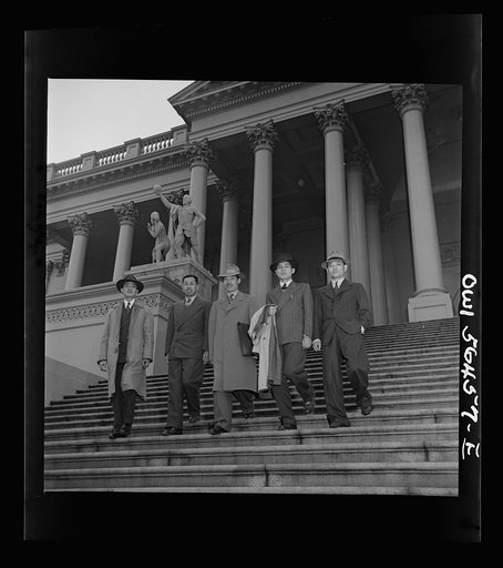 Chinese technical experts leaving national Capitol. From left: H.W. Li, C.K. Lin, W.T. Chang, and N.F. Chang