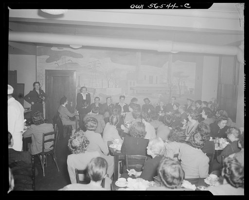 Untitled negative showing in back row (standing left): Grace E. Blackett (United Auto Workers Union), (seated third from left) Julia O'Connor Parker (International Brotherhood of Electrical Workers), (seated sixth from left Maida Stewart Springer (International Ladies' Garment Workers Union), and (s