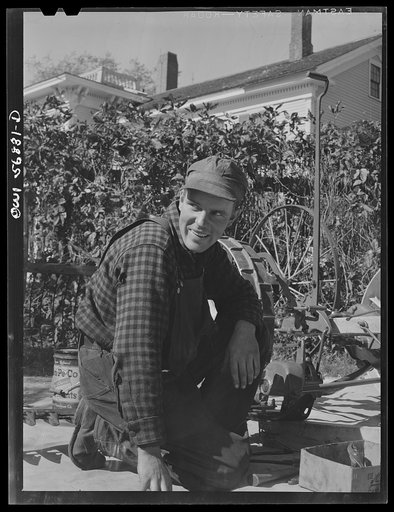 Miscellaneous lot of photographs by Barbara Wright, e.g. University of Virginia, Franconia, New Hampshire, Maine. Finnish descent farm youth helping with repairs at Washburn Homestead, Livermore, Maine