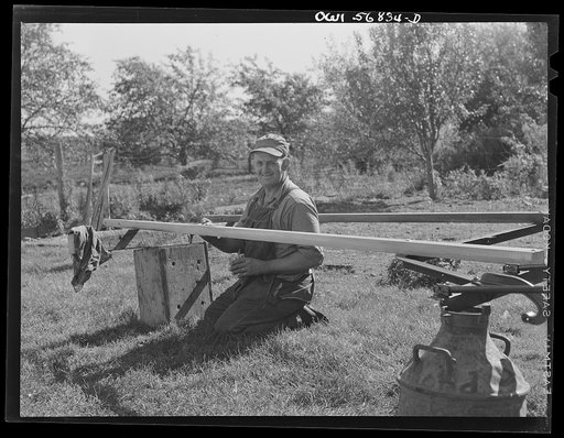 Untitled photo, possibly related to: Miscellaneous lot of photographs by Barbara Wright, e.g. University of Virginia, Franconia, New Hampshire, Maine. Walter Richmond, Yankee farmer at Washburn homestead, Livermore, Maine