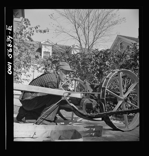 Miscellaneous lot of photographs by Barbara Wright, e.g. University of Virginia, Franconia, New Hampshire, Maine. Finnish descent farm youth helping repairs and upkeep. New England house and farm, Livermore, Maine. Washburn homestead