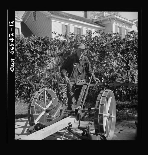 Miscellaneous lot of photographs by Barbara Wright, e.g. University of Virginia, Franconia, New Hampshire, Maine. Finnish descent farm youth helping repairs and upkeep. New England house and farm, Livermore, Maine. Washburn homestead