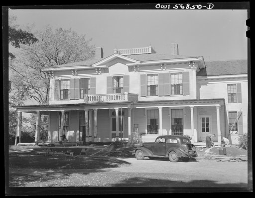 Untitled photo, possibly related to: Miscellaneous lot of photographs by Barbara Wright, e.g. University of Virginia, Franconia, New Hampshire, Maine. Repairs being made to the Washburne homestead "The Norlands," Livermore, Maine
