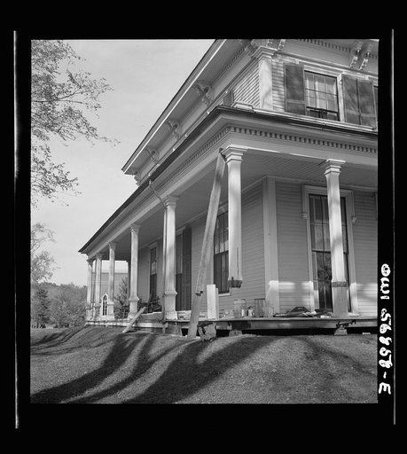 Untitled photo, possibly related to: Miscellaneous lot of photographs by Barbara Wright, e.g. University of Virginia, Franconia, New Hampshire, Maine. Repairs being made to the Washburne homestead "The Norlands," Livermore, Maine