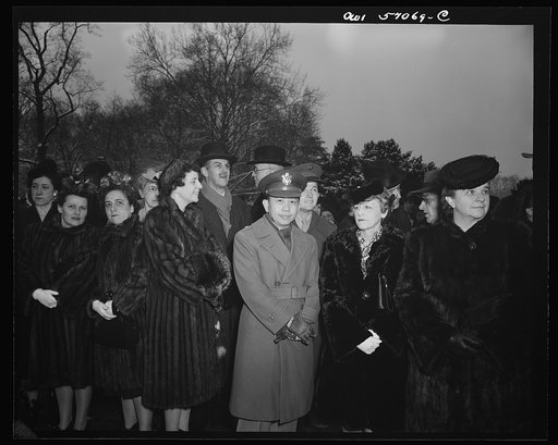 Brigadeer General Carlos P. Romulo(?), representing the Philippine Commonwealth attends the fourth term inaugural address by President Roosevelt on the South Lawn of the White House