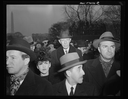 Presidential Inauguration, January 20, 1945. Lord Halifax, Ambassador from England, among the spectators during Preident Roosevelt's fourth term inaugural ddress (center, with hat)