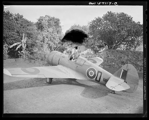 United States "lend-lease" program in eastern India. Mohawk fighter readies to take off at an air field in India. Planes like this one were originally build for the French and later taken over by the British under lend-lease. The ground crew stands in the background as an R.A.F. (Royal Air Force) pi