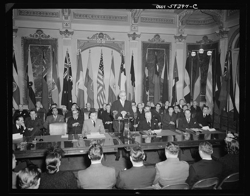 Washington, D.C. Joseph C. Grew, Undersecretary of State for the United States and foreign officials and representatives signing the declaration by United Nations and lend-lease agreements