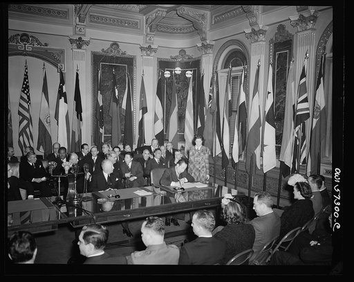 Washington, D.C. Joseph C. Grew, Undersecretary of State for the United States and foreign officials and representatives signing the declaration by United Nations and lend-lease agreements