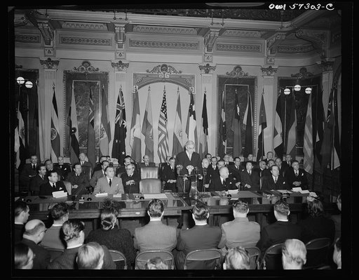 Washington, D.C. Joseph C. Grew, Undersecretary of State for the United States and foreign officials and representatives signing the declaration by United Nations and lend-lease agreements