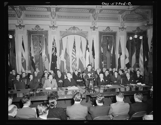 Washington, D.C. Joseph C. Grew, Undersecretary of State for the United States and foreign officials and representatives signing the declaration by United Nations and lend-lease agreements