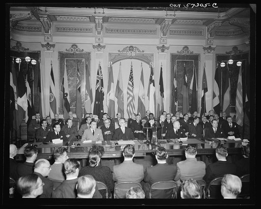 Washington, D.C. Joseph C. Grew, Undersecretary of State for the United States and foreign officials and representatives signing the declaration by United Nations and lend-lease agreements